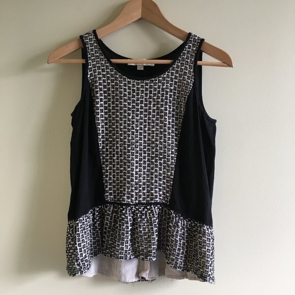 LOFT Ann Taylor Sleeveless Eyelet Embroidery Peplum Tank Top Blouse‎ - Picture 1 of 5